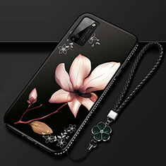 Silicone Candy Rubber Gel Flowers Soft Case Cover S01 for Huawei Honor 30 Lite 5G Black