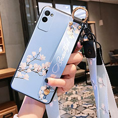 Silicone Candy Rubber Gel Flowers Soft Case Cover S01 for Huawei Honor Play4 Pro 5G Mint Blue