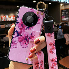 Silicone Candy Rubber Gel Flowers Soft Case Cover S01 for Huawei Mate 40 Pro Clove Purple