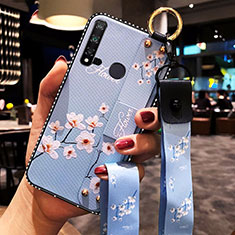 Silicone Candy Rubber Gel Flowers Soft Case Cover S01 for Huawei Nova 5i Sky Blue