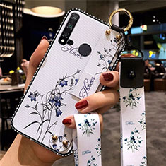 Silicone Candy Rubber Gel Flowers Soft Case Cover S01 for Huawei Nova 5i White