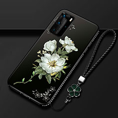 Silicone Candy Rubber Gel Flowers Soft Case Cover S01 for Huawei P40 Pro White