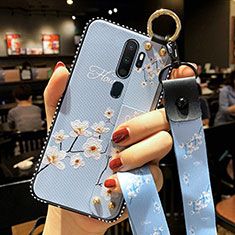 Silicone Candy Rubber Gel Flowers Soft Case Cover S01 for Oppo A11 Sky Blue