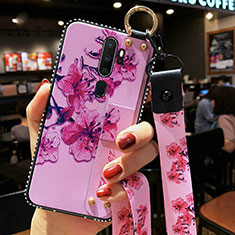 Silicone Candy Rubber Gel Flowers Soft Case Cover S01 for Oppo A11X Purple
