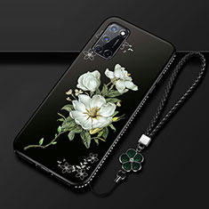 Silicone Candy Rubber Gel Flowers Soft Case Cover S01 for Oppo A52 White