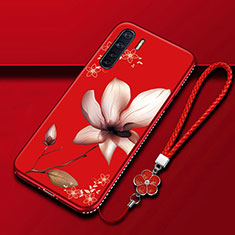 Silicone Candy Rubber Gel Flowers Soft Case Cover S01 for Oppo A91 Red Wine