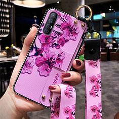 Silicone Candy Rubber Gel Flowers Soft Case Cover S01 for Oppo Find X2 Neo Purple