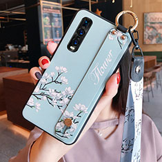 Silicone Candy Rubber Gel Flowers Soft Case Cover S01 for Oppo Find X2 Pro Sky Blue
