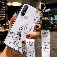 Silicone Candy Rubber Gel Flowers Soft Case Cover S01 for Oppo Reno3 Pro White