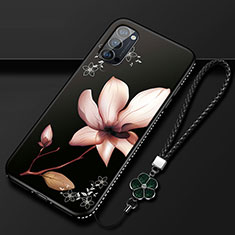 Silicone Candy Rubber Gel Flowers Soft Case Cover S01 for Oppo Reno4 Pro 5G Brown