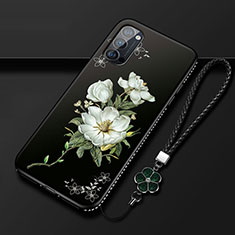 Silicone Candy Rubber Gel Flowers Soft Case Cover S01 for Oppo Reno4 Pro 5G White