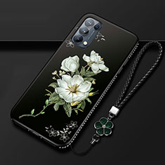 Silicone Candy Rubber Gel Flowers Soft Case Cover S01 for Oppo Reno5 5G Black