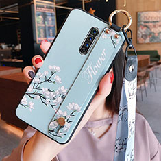 Silicone Candy Rubber Gel Flowers Soft Case Cover S01 for Realme X2 Pro Sky Blue