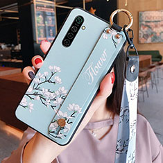 Silicone Candy Rubber Gel Flowers Soft Case Cover S01 for Realme XT Sky Blue