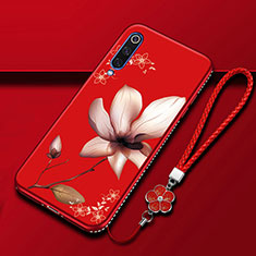 Silicone Candy Rubber Gel Flowers Soft Case Cover S01 for Samsung Galaxy A70 Red Wine