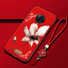 Silicone Candy Rubber Gel Flowers Soft Case Cover S01 for Vivo Nex 3 5G Red Wine