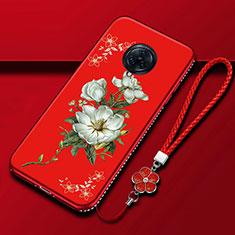 Silicone Candy Rubber Gel Flowers Soft Case Cover S01 for Vivo Nex 3S Red