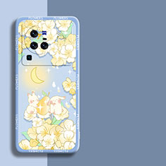 Silicone Candy Rubber Gel Flowers Soft Case Cover S01 for Vivo X80 Pro 5G Yellow