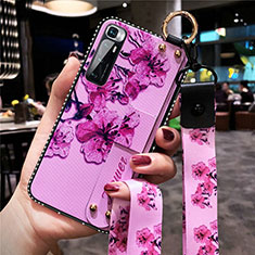 Silicone Candy Rubber Gel Flowers Soft Case Cover S01 for Xiaomi Mi 10 Ultra Clove Purple