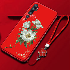 Silicone Candy Rubber Gel Flowers Soft Case Cover S01 for Xiaomi Mi Note 10 Pro Red