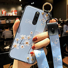 Silicone Candy Rubber Gel Flowers Soft Case Cover S01 for Xiaomi Redmi 8 Sky Blue