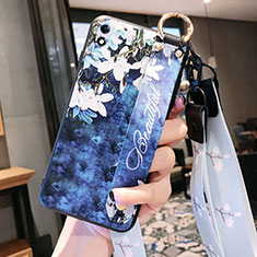 Silicone Candy Rubber Gel Flowers Soft Case Cover S01 for Xiaomi Redmi 9i Navy Blue