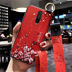 Silicone Candy Rubber Gel Flowers Soft Case Cover S01 for Xiaomi Redmi K30i 5G Red