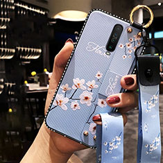 Silicone Candy Rubber Gel Flowers Soft Case Cover S01 for Xiaomi Redmi K30i 5G Sky Blue