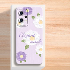 Silicone Candy Rubber Gel Flowers Soft Case Cover S01 for Xiaomi Redmi Note 12 5G Purple