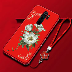 Silicone Candy Rubber Gel Flowers Soft Case Cover S01 for Xiaomi Redmi Note 8 Pro Red