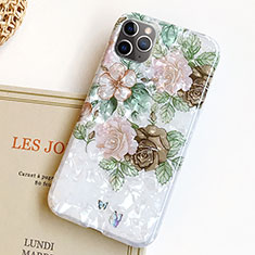 Silicone Candy Rubber Gel Flowers Soft Case Cover S02 for Apple iPhone 11 Pro Green