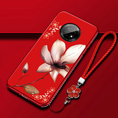 Silicone Candy Rubber Gel Flowers Soft Case Cover S02 for Huawei Enjoy 20 Plus 5G Red