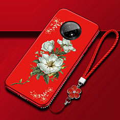 Silicone Candy Rubber Gel Flowers Soft Case Cover S02 for Huawei Enjoy 20 Plus 5G Red Wine