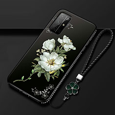 Silicone Candy Rubber Gel Flowers Soft Case Cover S02 for Huawei Honor 30S White