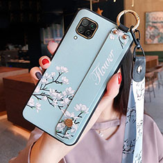 Silicone Candy Rubber Gel Flowers Soft Case Cover S02 for Huawei Nova 7i Cyan