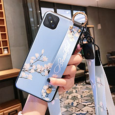 Silicone Candy Rubber Gel Flowers Soft Case Cover S02 for Oppo Reno4 Z 5G Sky Blue