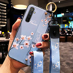Silicone Candy Rubber Gel Flowers Soft Case Cover S02 for Realme X2 Sky Blue