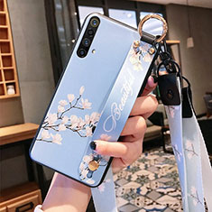 Silicone Candy Rubber Gel Flowers Soft Case Cover S02 for Realme X3 SuperZoom Cyan