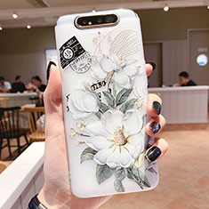 Silicone Candy Rubber Gel Flowers Soft Case Cover S02 for Samsung Galaxy A80 Green