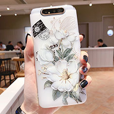 Silicone Candy Rubber Gel Flowers Soft Case Cover S02 for Samsung Galaxy A90 4G Green