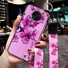 Silicone Candy Rubber Gel Flowers Soft Case Cover S02 for Xiaomi Poco F2 Pro Purple