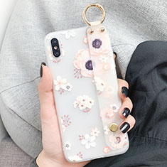 Silicone Candy Rubber Gel Flowers Soft Case Cover S03 for Apple iPhone Xs Max White
