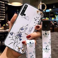 Silicone Candy Rubber Gel Flowers Soft Case Cover S03 for Huawei Nova 5 Pro White