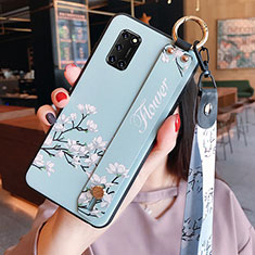 Silicone Candy Rubber Gel Flowers Soft Case Cover S03 for Oppo A52 Sky Blue