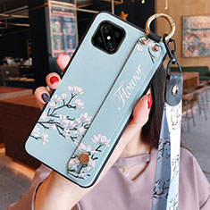Silicone Candy Rubber Gel Flowers Soft Case Cover S03 for Oppo A92s 5G Sky Blue