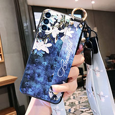 Silicone Candy Rubber Gel Flowers Soft Case Cover S03 for Oppo Reno4 5G Blue