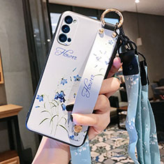 Silicone Candy Rubber Gel Flowers Soft Case Cover S03 for Oppo Reno4 Pro 5G White