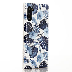 Silicone Candy Rubber Gel Flowers Soft Case Cover S03 for Samsung Galaxy Note 10 Blue