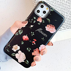 Silicone Candy Rubber Gel Flowers Soft Case Cover S04 for Apple iPhone 11 Pro Black