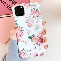 Silicone Candy Rubber Gel Flowers Soft Case Cover S04 for Apple iPhone 11 Pro Max Pink